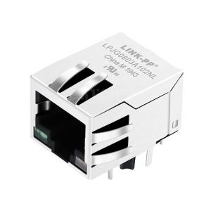 Quality LPJG0803A102NL 100/1000 Base-T Tab Down Green/Green&amp;Yellow Led Single Port RJ45 Magnetic Connector wholesale
