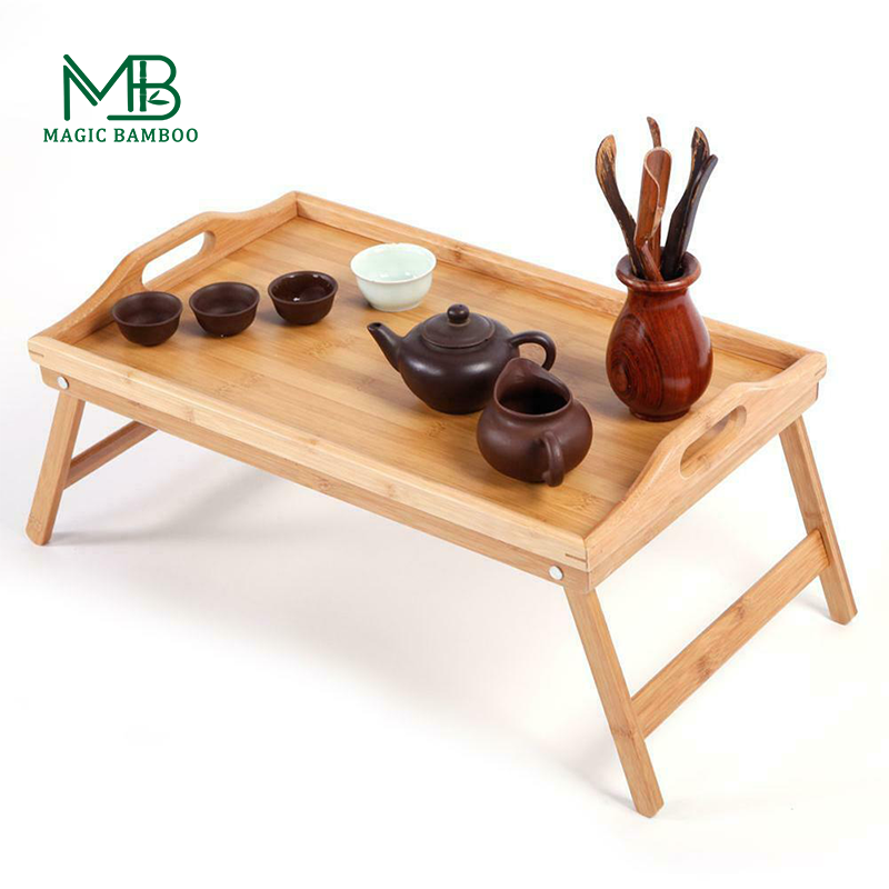 Handmade Wooden Bamboo Folding Picnic Table Tray Biodegradable
