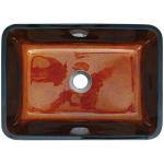 Russet Brown Tempered Glass Basin Bowl Rectangular Table Top Solid