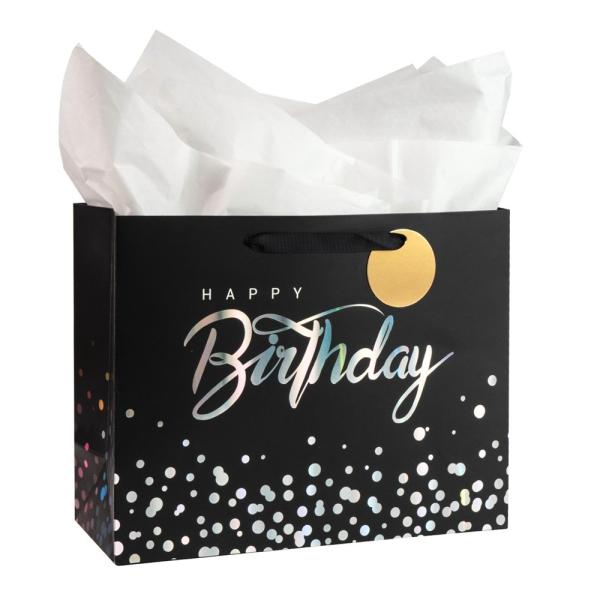 Happy Birthday Gift Tote Paper Bag Set Logo Customizable CMYK 4 Color Offset