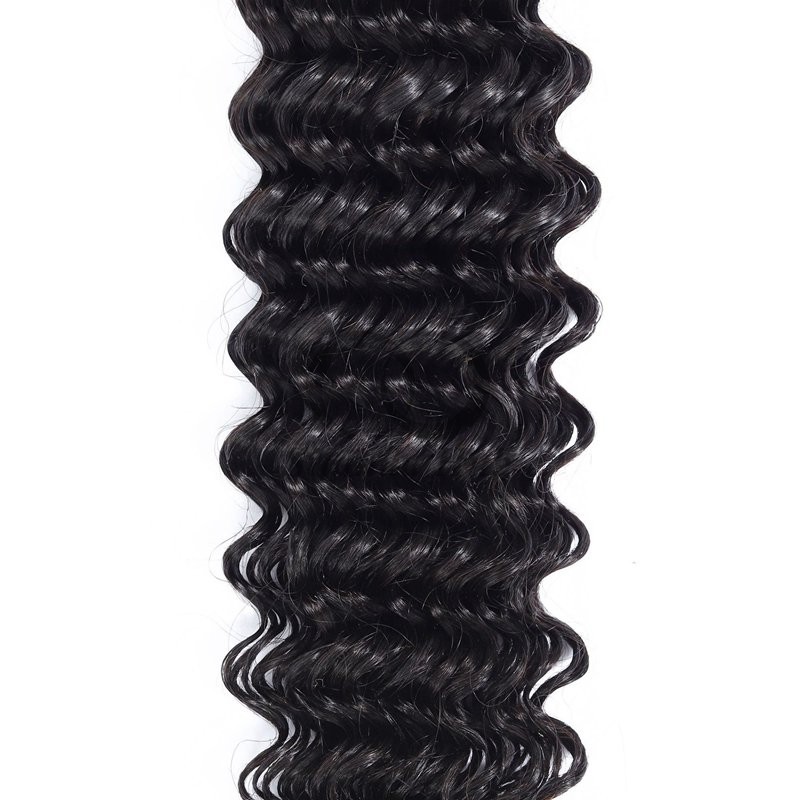 Natural Black Deep Wave Remy Human Hair Bundles Sew In Weave Bundles Brazilian Bundle Deals