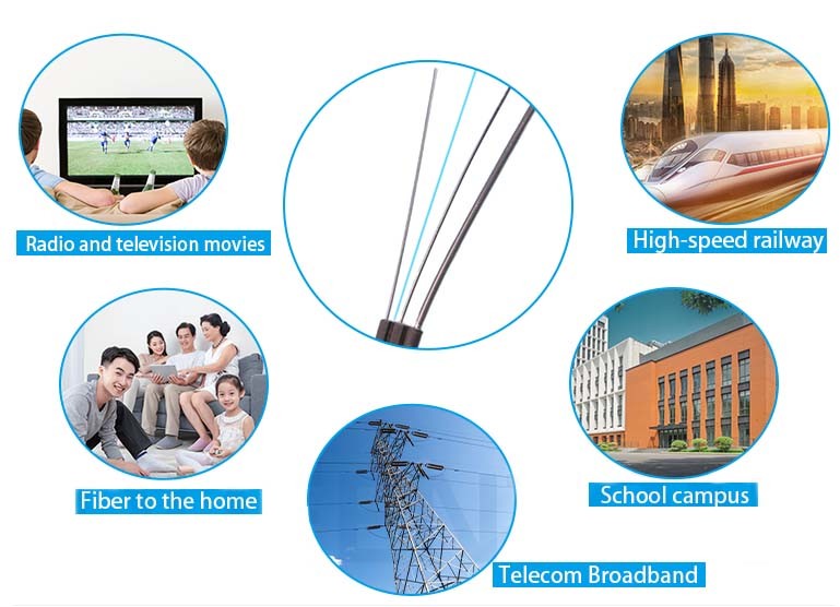 Gjyxfch-1b1.3 8 Type Self Supporting Fiber Optic Cable 2/4 Core Non Metallic FRP Reinforcer