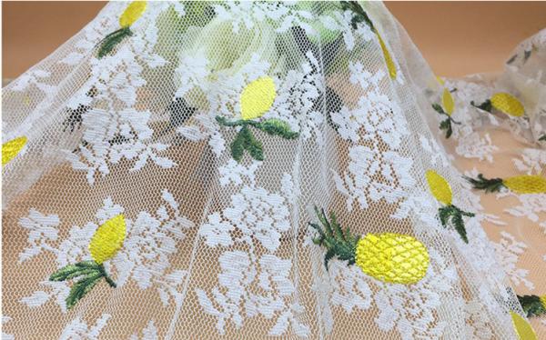 2018 Summer Newest Style Pineapple Embroidery Fabric 140cm wide for wedding