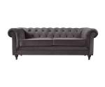 Vintage Grey Velvet Chesterfield Tufted Couch Sofa