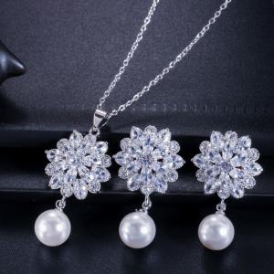Quality Fashion brass nacklace jewelry baby girls hot sell cz nacklace earrings and bracelets necklace earring jewelry set wholesale