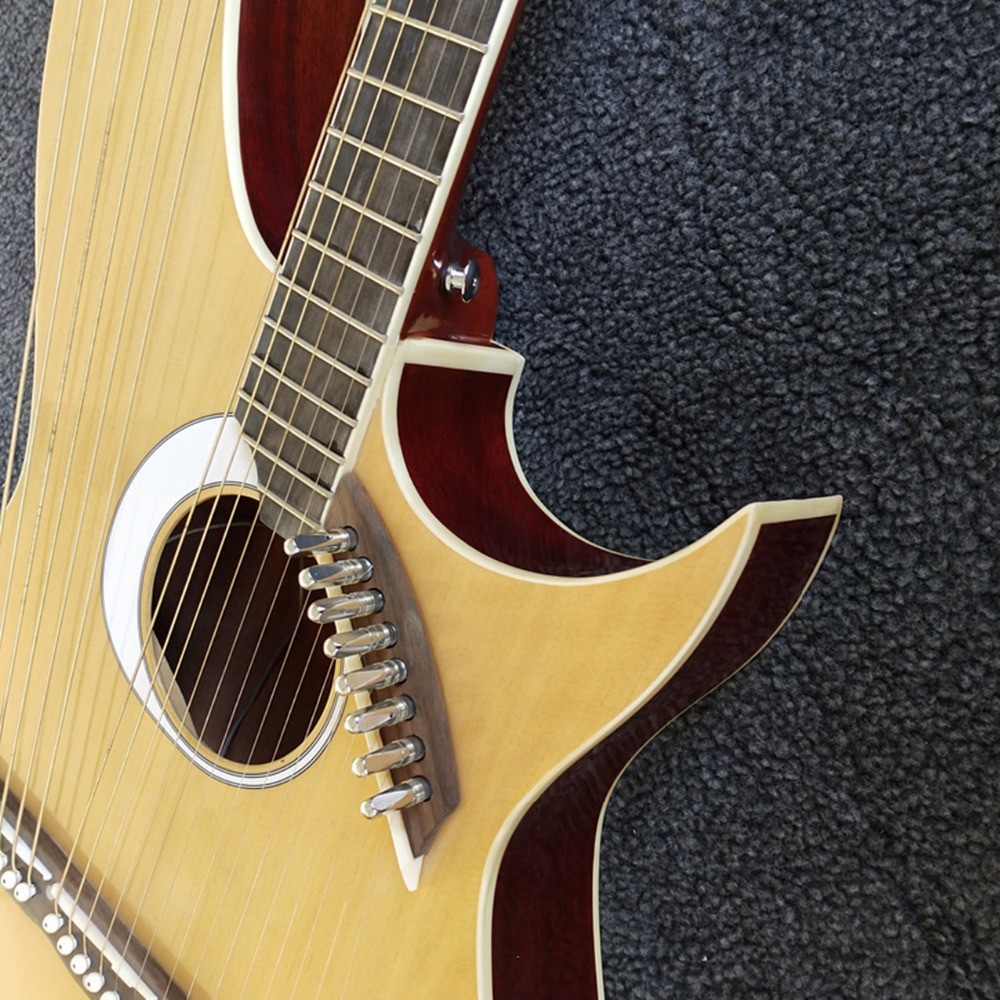 High quality doulbe neck harp guitar,solid spruce top,wilkinson tuners,Double Head