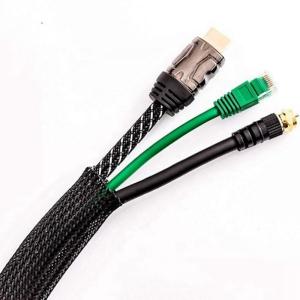 Quality 25x32m PET Cable Sleeve , 100m Expandable Braided Pet Black Cable Sleeve wholesale