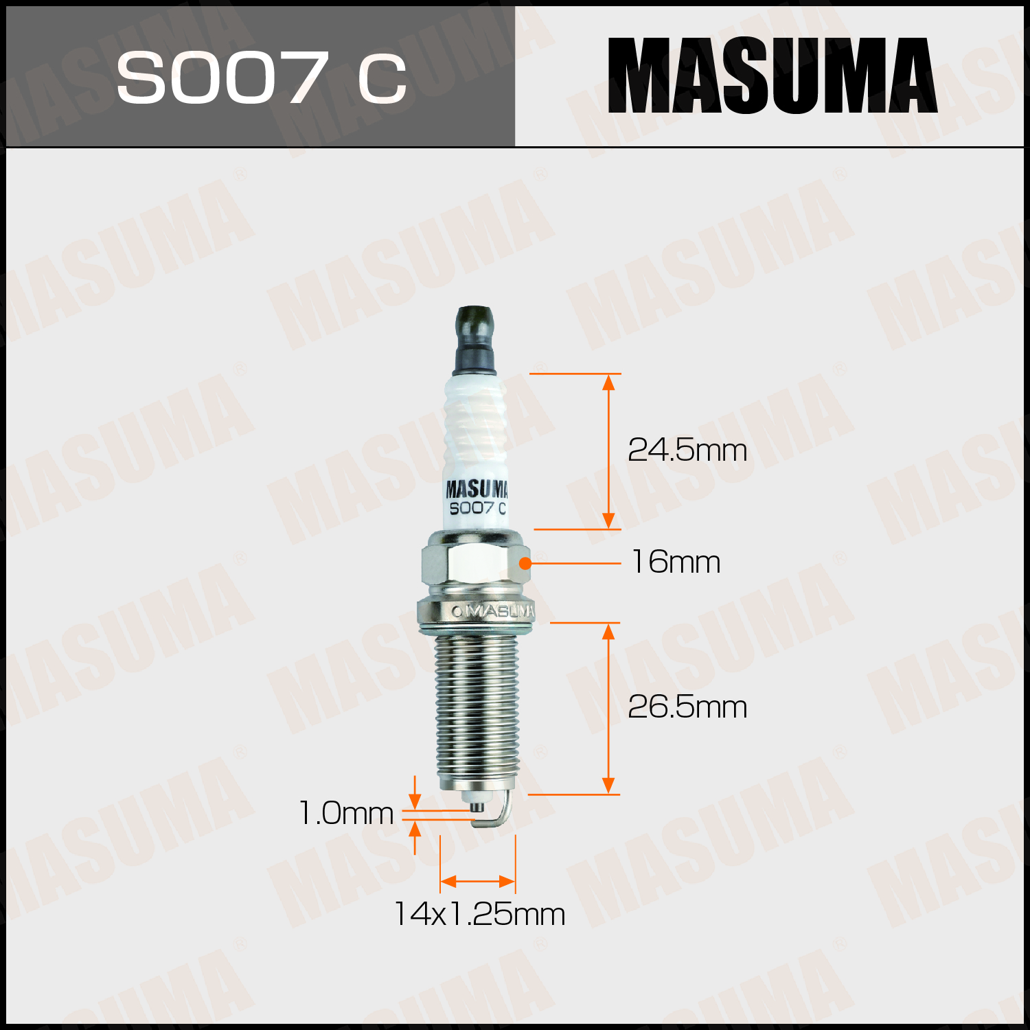 M 14 x 1.25 R Thread Size Spark Plug for 2.4 CVVT 4WD Engine S007C MASUMA OEM Auto Spare Parts