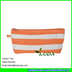 Quality LUDA striped paper cloth cheap purses lady straw evening handbags wholesale