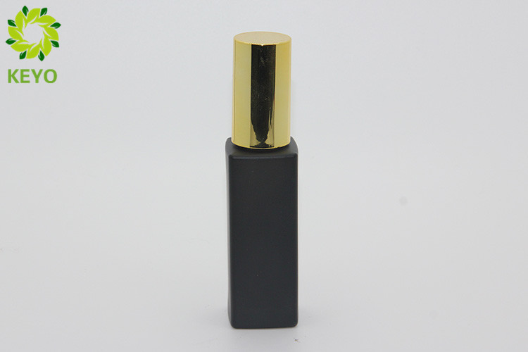 Matte Black Glass Liquid Foundation Packaging Bottle 30ml With Gold Pump Cap