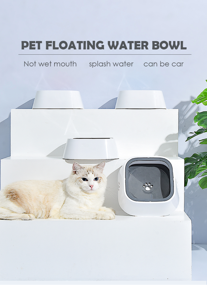 Hair Bowl Floating Water Dog Cat Bowl Plastic Splash-proof Wet Mouth for Other Pets
