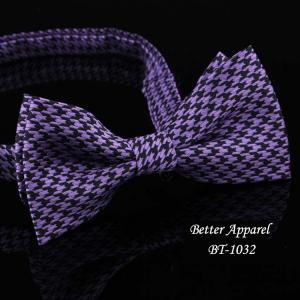 Quality Fashional Houndstooth purple men's polyester bow tie wholesale