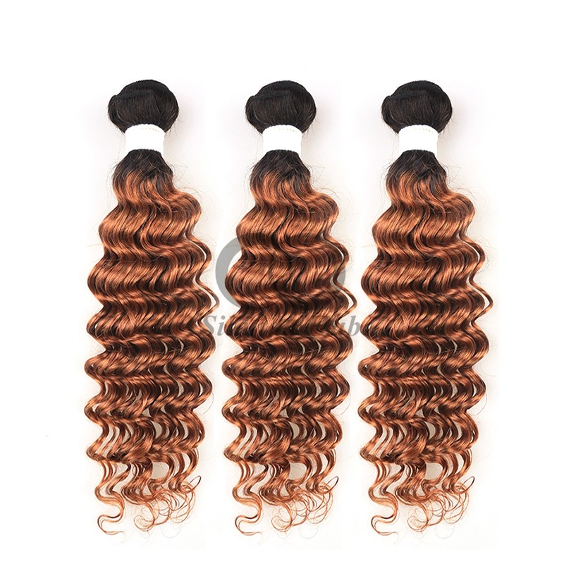 #T1B/30 Deep Wave Remy Human Hair Bundles Sew In Weave Bundles Brazilian Bundle Deals