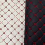Quilted Embroidery PVC Leather With Foam And Nonwoven Backing For Car Seat Cover