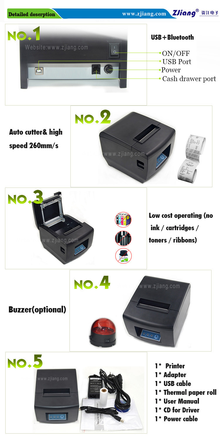 Bluetooth Thermal POS 80mm Receipt Printer USB LAN Wifi
