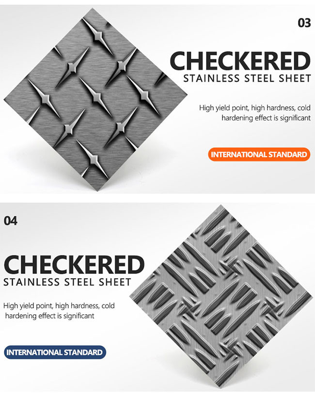 Stamped Decorative SUS304 Stainless Steel Checker Plate 1219x2438mm Anti Skid