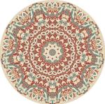 Round Polyester Fiber Living Room Floor Carpets Ancient Ethnic Style 80*80cm