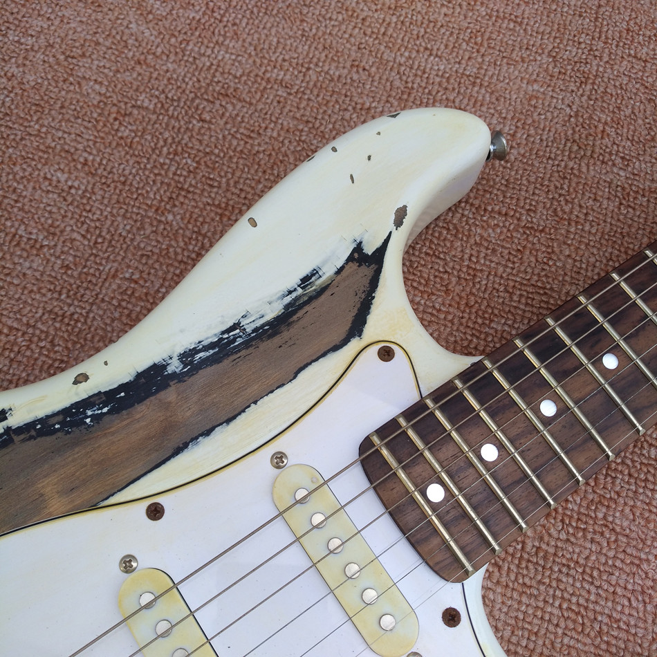 New style high quality relic remains ST electric guitar, handmade ST aged relic electric guitar