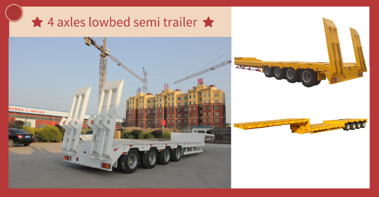 Semi-Trailer 4 Axles 13.73m 75 Tons 80ton Lowbed Flat Low Bed Loader in Qatar