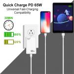 20V 3.25A PD 65W GaN Charger USB C QC3.0 Fast Charger For Laptop Phone