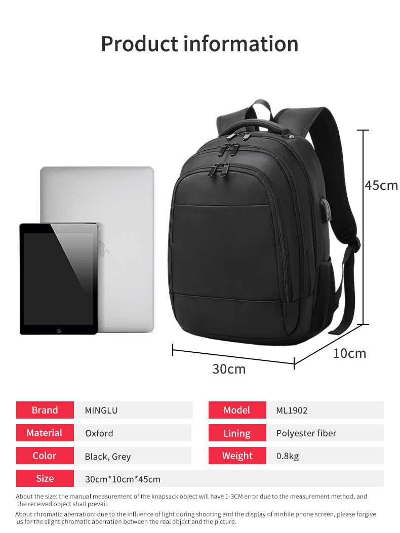 High quality products customized logo waterproof black Laptop Backpack men business Backpack