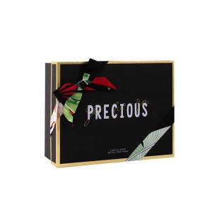 Quality Wholesale Black Cardboard Gift Packaging Box Spot UV Surface Lid And Base Gift Box wholesale