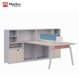 China Two-Person Staff Desk Partition Separated With File Cabinet / Password Lock on sale