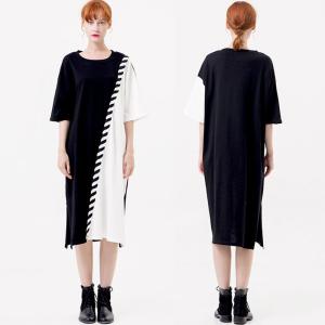 Quality OEM Casual Clothing Fashion Patchwork T-Shirt Dress Women wholesale