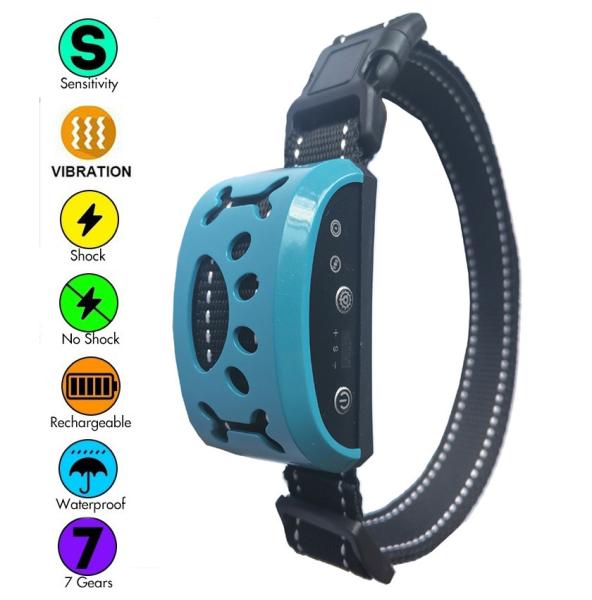 9''-22'' No Shock Rechargeable Dog Bark Collar USB Charge Pet Supplies