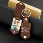 SS316L Leather Photo Key Chain With Engraving Words