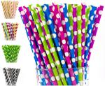 Halloween Black And White Striped Polka Dot Disposable Paper Straws