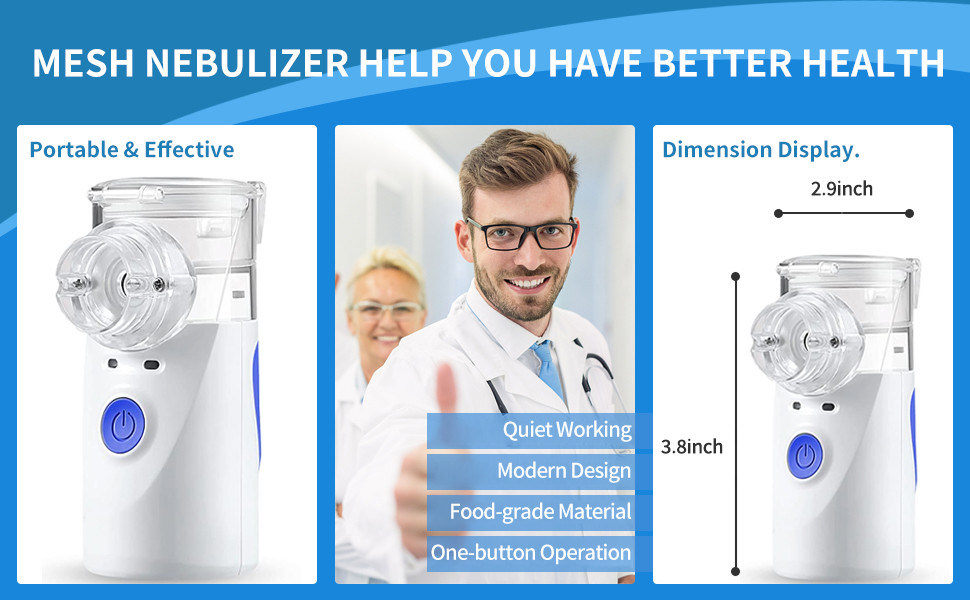 GB/T 18830-2009 Handheld Portable Nebulizer Efficient White Quiet Portable Nebulizer