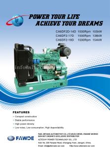 Quality 96KW-154KW 6DF Series of FAW Diesel Engine wholesale