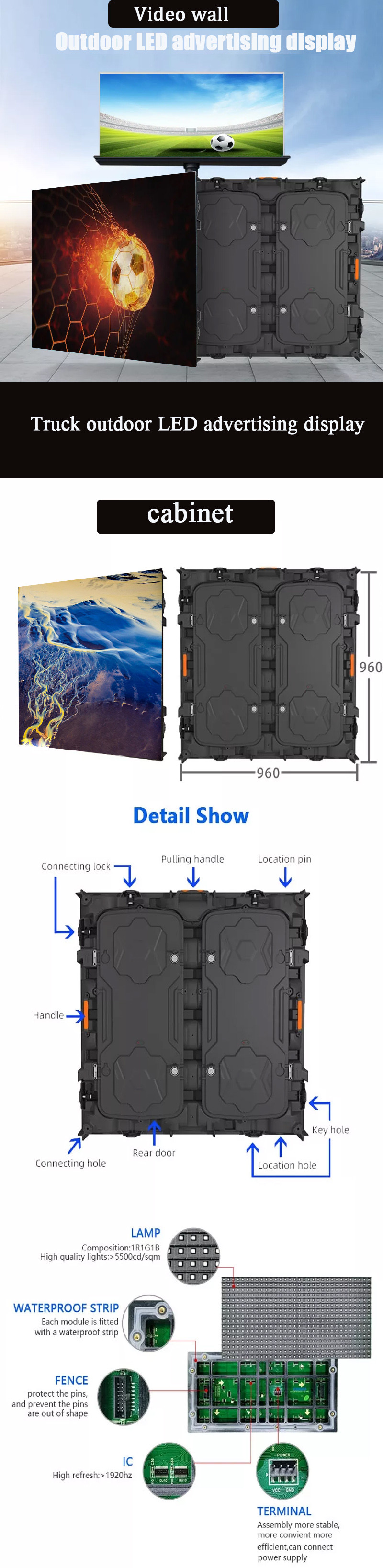 Advertising Video Wall Panels , Outdoor Led Display Screen P6 P8 P10