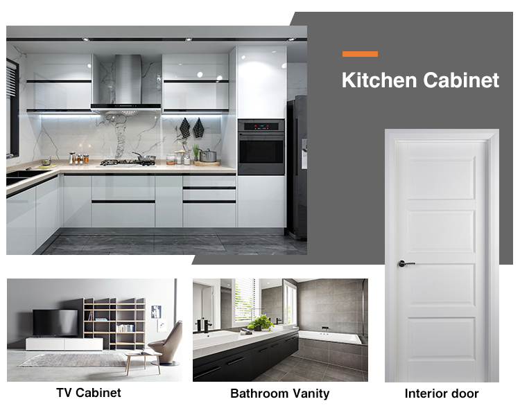 Modern Italian Kitchen Cabinet with Flat Edge Stone Countertop and Custom Veneer Color