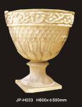 Natural Round Sandstone Flower Pots Hand Carved For Indoor / Outdoor And Garden