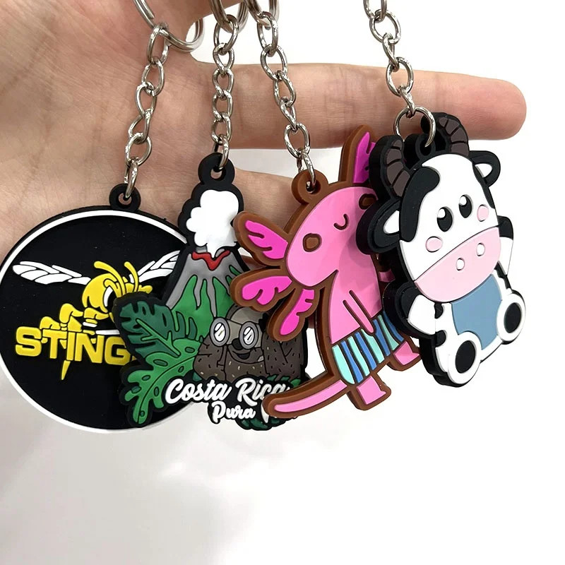 Custom Soft Pvc Silicone Keyring Plastic Pvc Key Holder Chain Logo Keychains