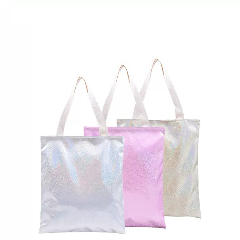 Colorful Glittery Sublimation Shopping Bag Storage Bag With Double-Sided Printing