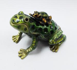 Quality Baby Mum Frog trinket jewelry box metal frog trinket box treasure box metal jewelry box wholesale
