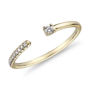 Quality 9k Yellow Gold Ultra Mini Diamond Pavé Open Stackable Fashion Ring in 14k Yellow Gold wholesale