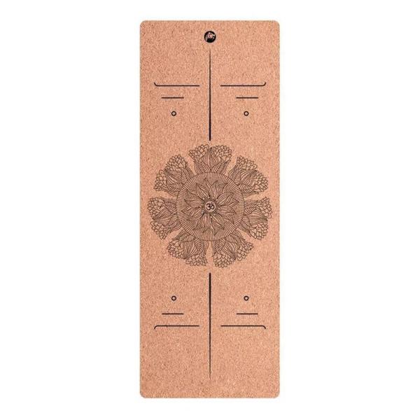 Thermal transfer printing Natural Cork Material Yoga Mat, Patterned Design Cork