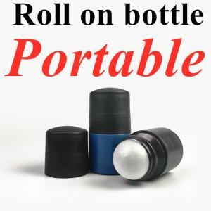 Quality 50ml Black Empty HDPE plastic roller ball Plastic Roll on Deodorant Antiperspirant Bottle with Black Lid wholesale