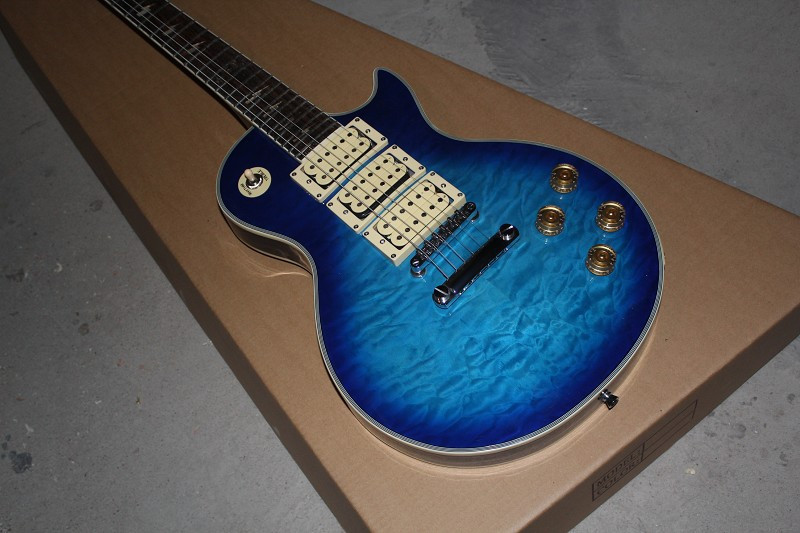 Wholesale new guitar mahogany body 3-piuckup LP Ace Frehley Signature blue electric guitar