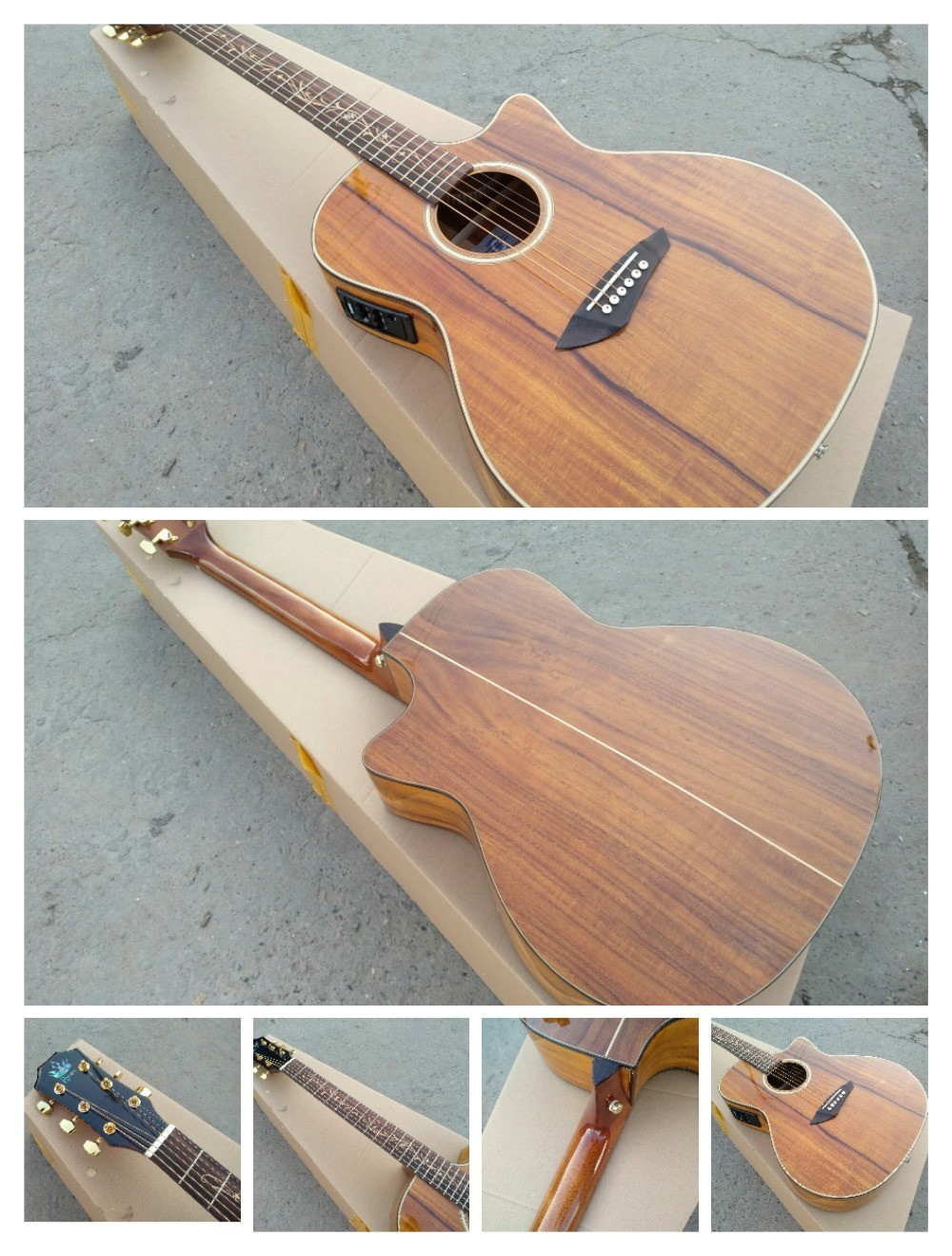 Custom shop guitar simulator sound single cut AAA koa acoustic electric guitar nice folk guitar