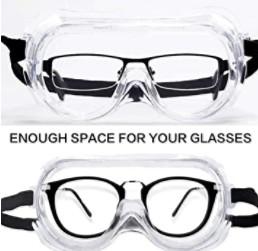 Face Cover Protective Safety Glasses Anti Droplet Fog Resistant Soft PVC Frame