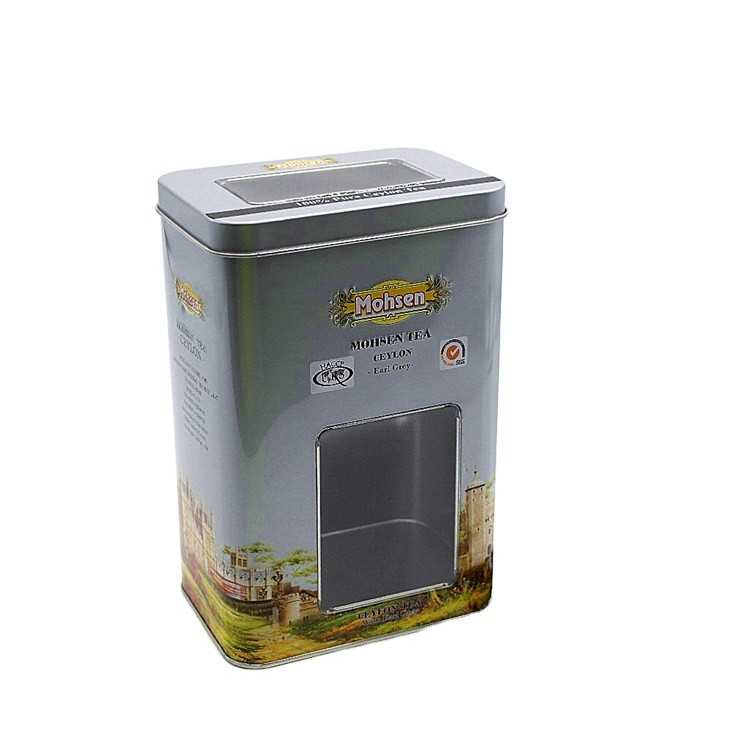 Food Grade Display Tin Container Round Tin Box with Window on Body Decorative Tin Can