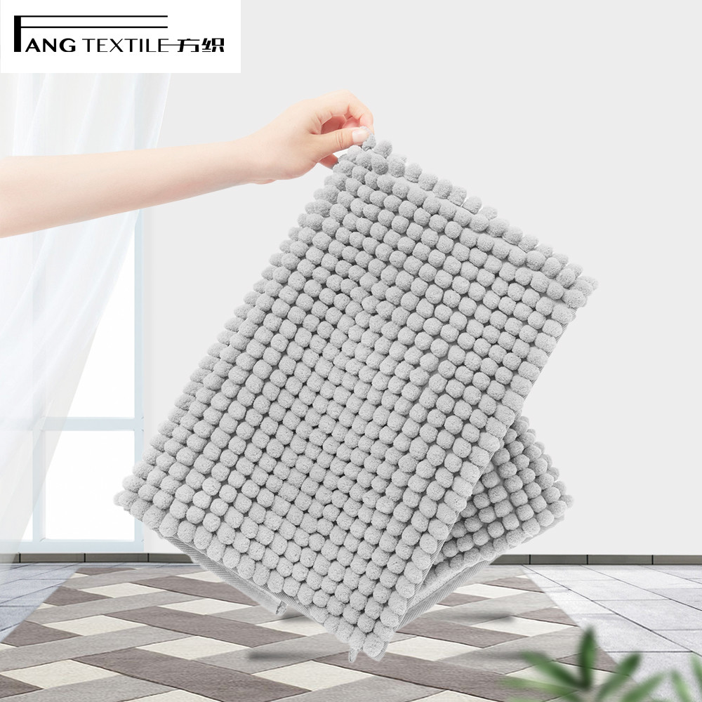 Polyester Microfiber Shaggy TP Rubber chenille noodle bath rug