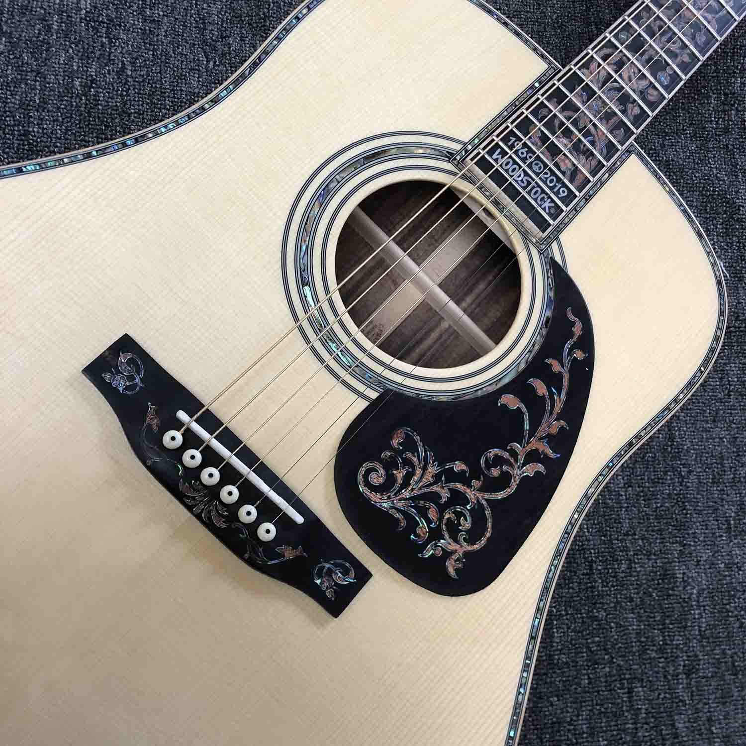 Custom Grand GD45md Madagascar Acoustic Guitar Solid Europe KOA Back Side Maple Top and Binding One Pcs Mahogany Neck LR