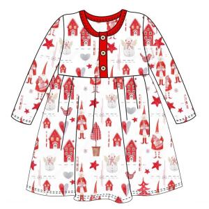 Quality Christmas Baby long sleeve girls dresses christmas printing clothing children outfits girl dress wholesale