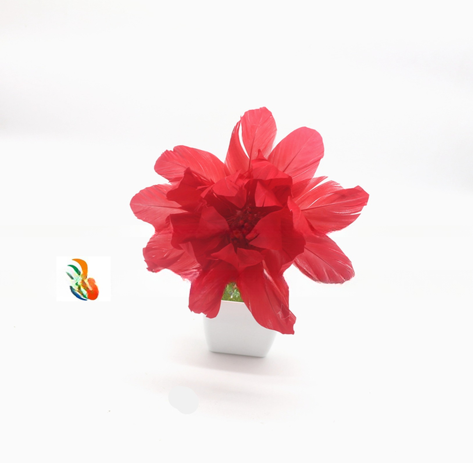 Wedding Decoration Goose Feather Flower Mount with Dyed Pattern and Wire Accessory